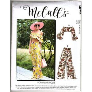 McCall's M7757 Misses XS to M Crop Tops and Pants Uncut Sewing Pattern New
